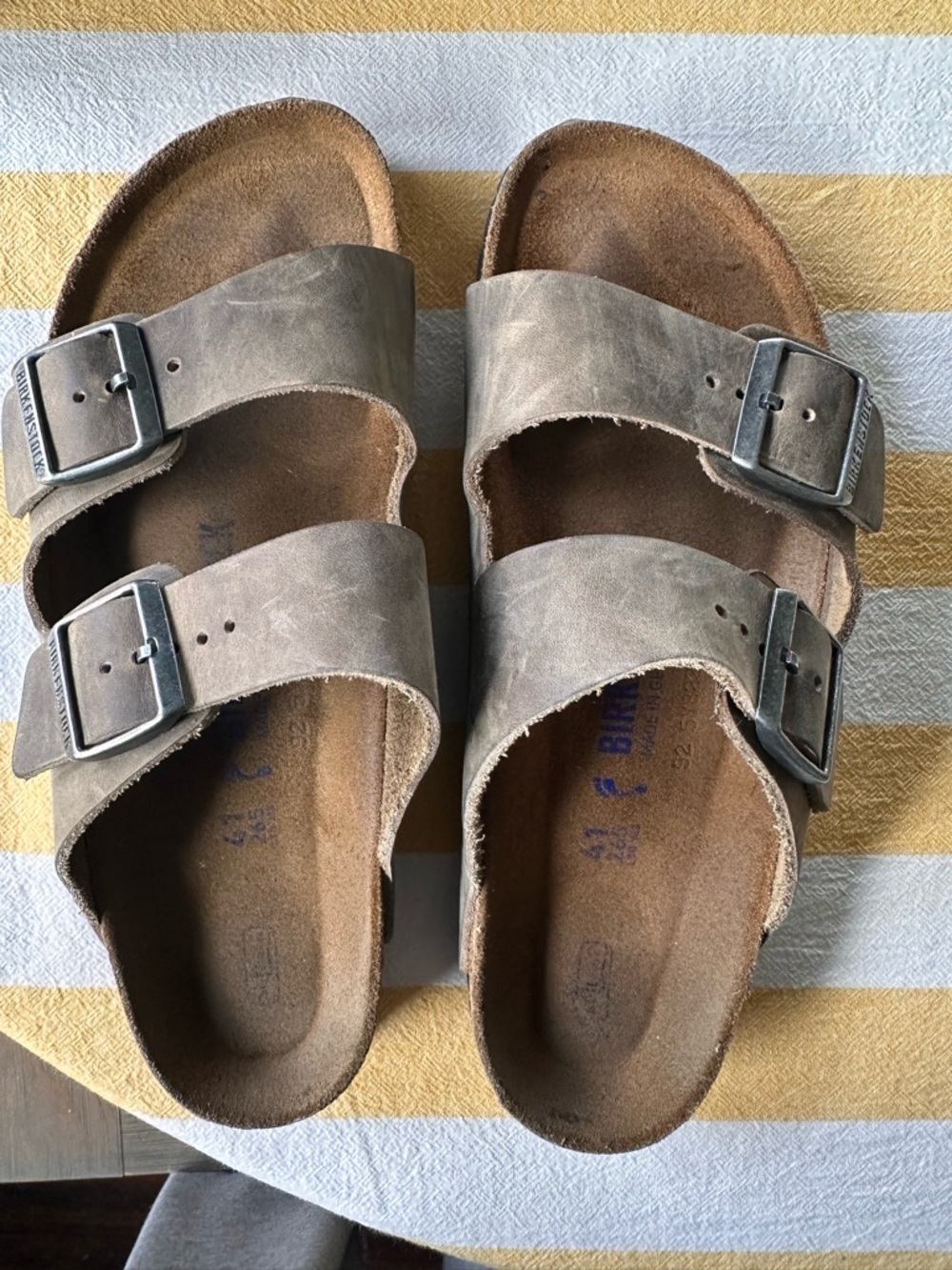 Birkenstock Arizona Two-Strap Sandals in Faded Khaki Narrow width